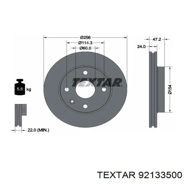 92133500 Textar диск гальмівний передній