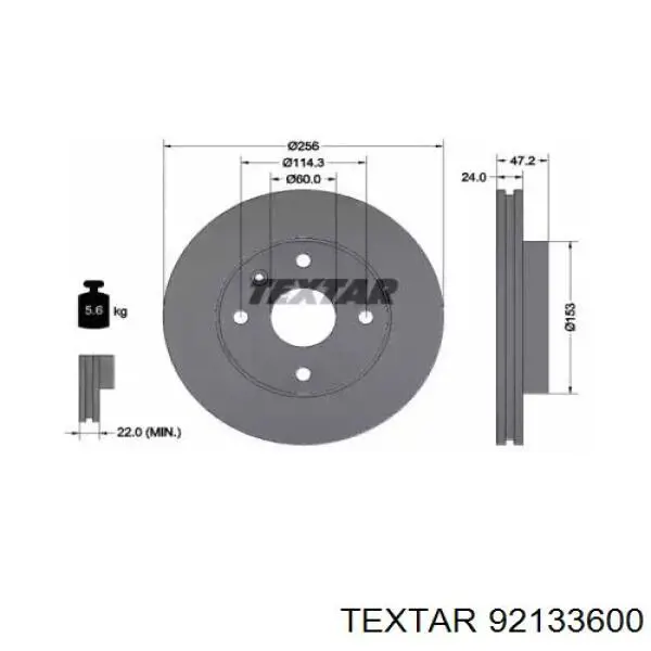 92133600 Textar Гальмо дискове переднє