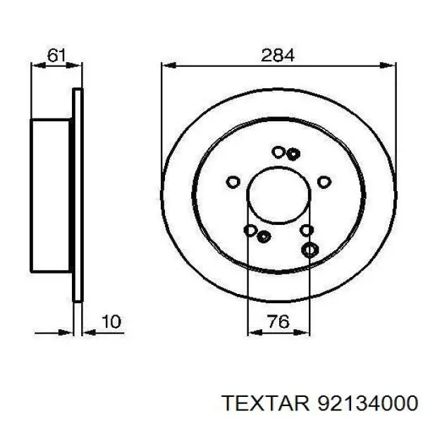 Диск гальмівний задній Textar 92134000