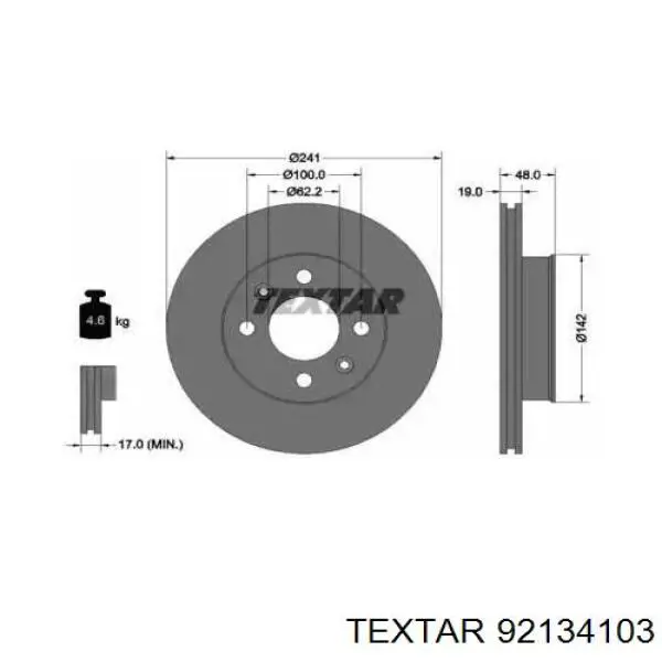 92134103 Textar диск гальмівний передній
