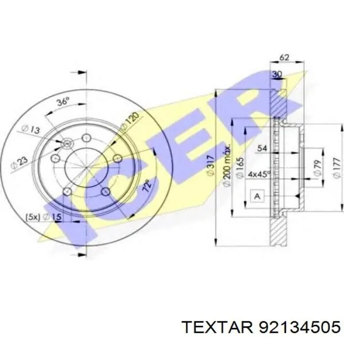 92134505 Textar Гальмо дискове переднє