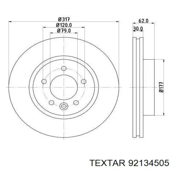 Диск переднього гальма Textar 92134505 ціна, від 69.77 USD