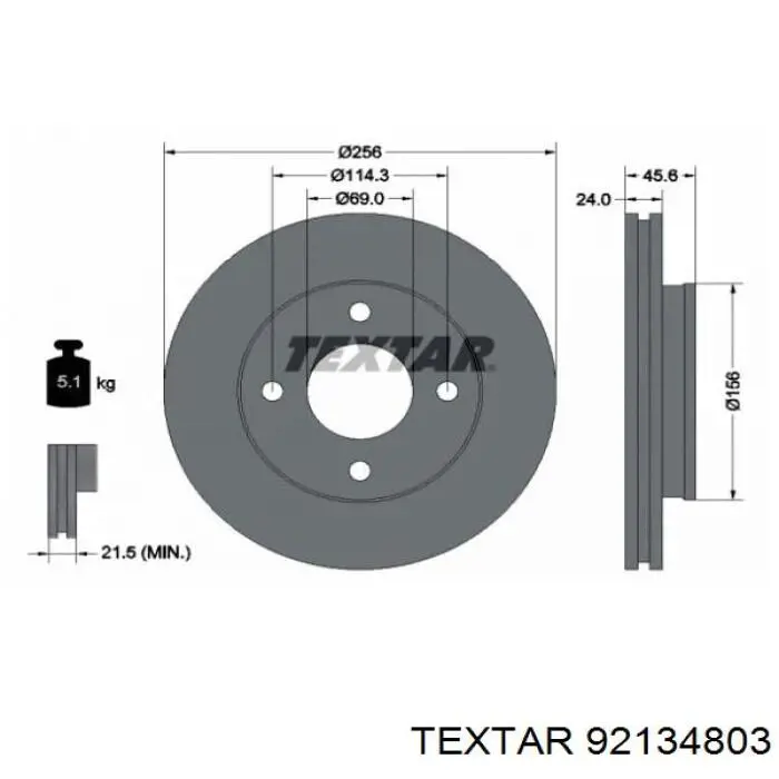 92134803 Textar диск гальмівний передній