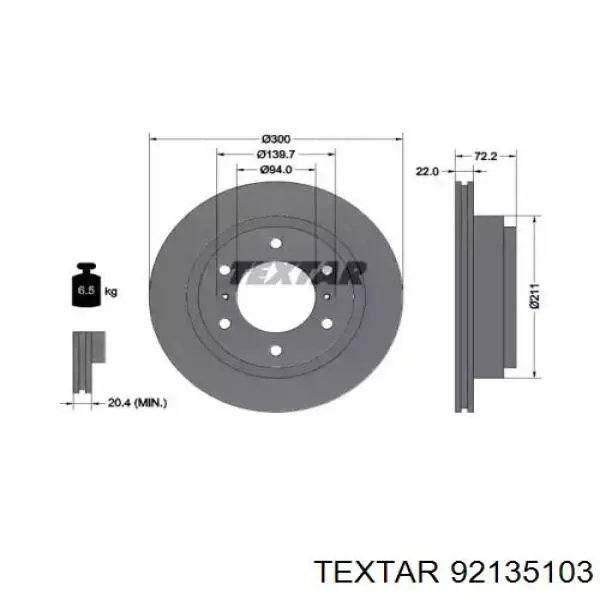 92135103 Textar Дискові гальма