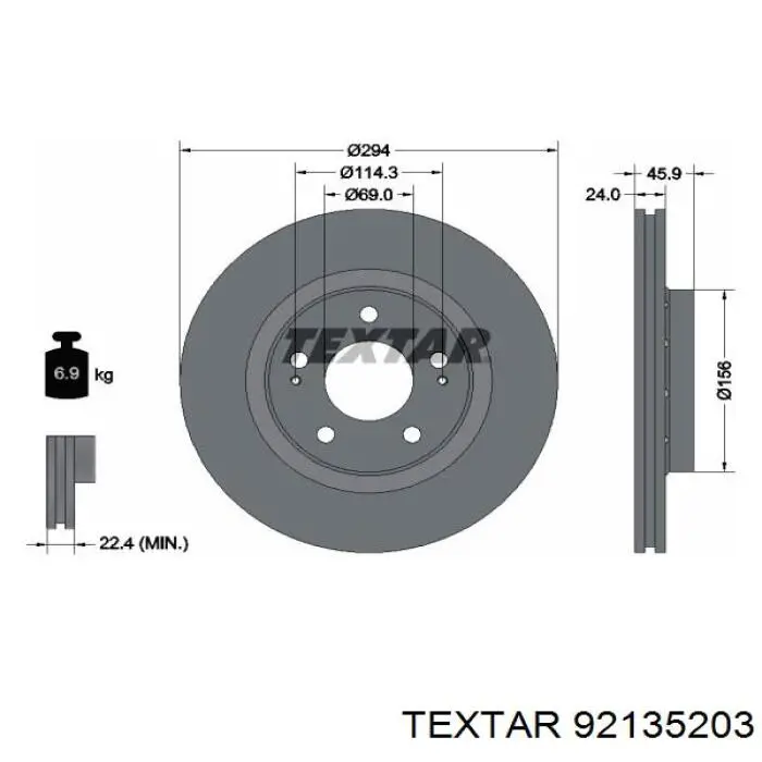 92135203 Textar диск гальмівний передній