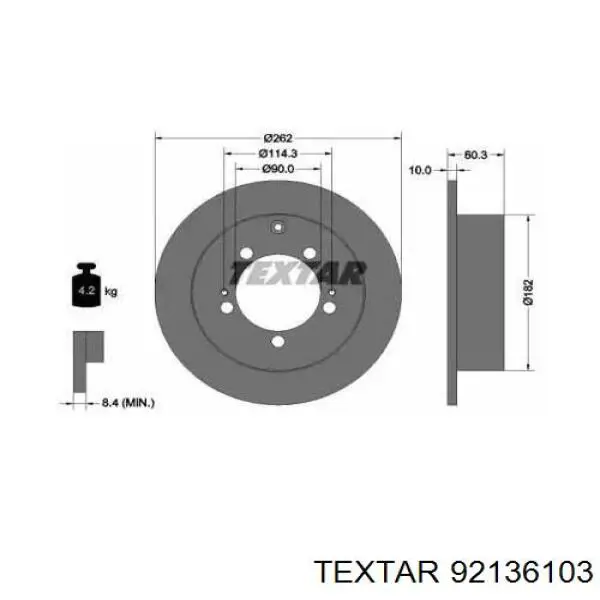 92136103 Textar диск гальмівний задній