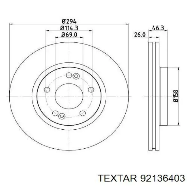 Гальмівні диски передні 92136403 Textar