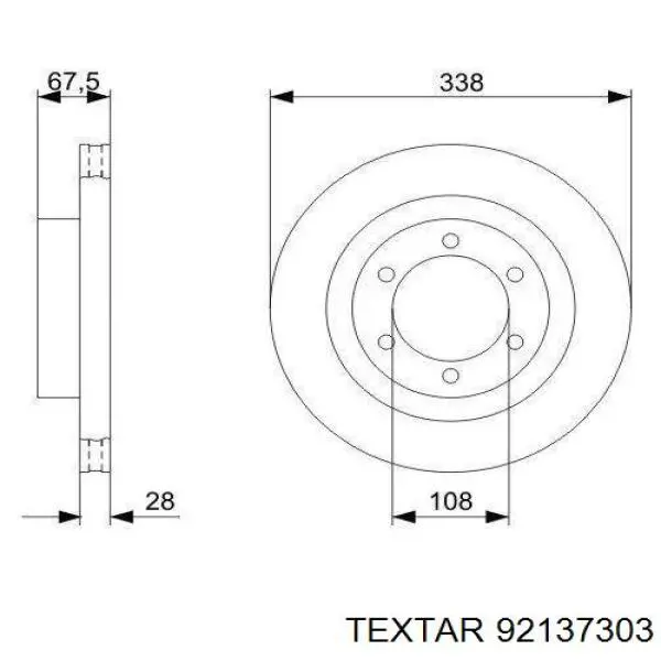 Диск переднього гальма Textar 92137303 ціна, від 50.72 USD