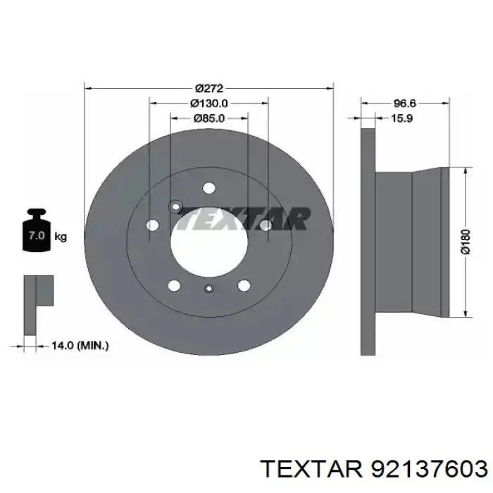 Купити 92137603 Textar Диск заднього гальма