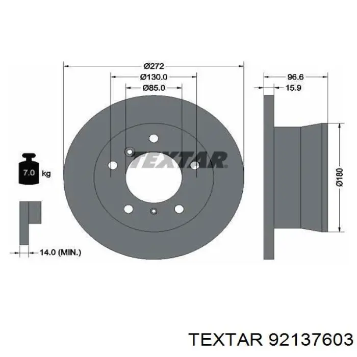 92137603 Textar диск гальмівний задній