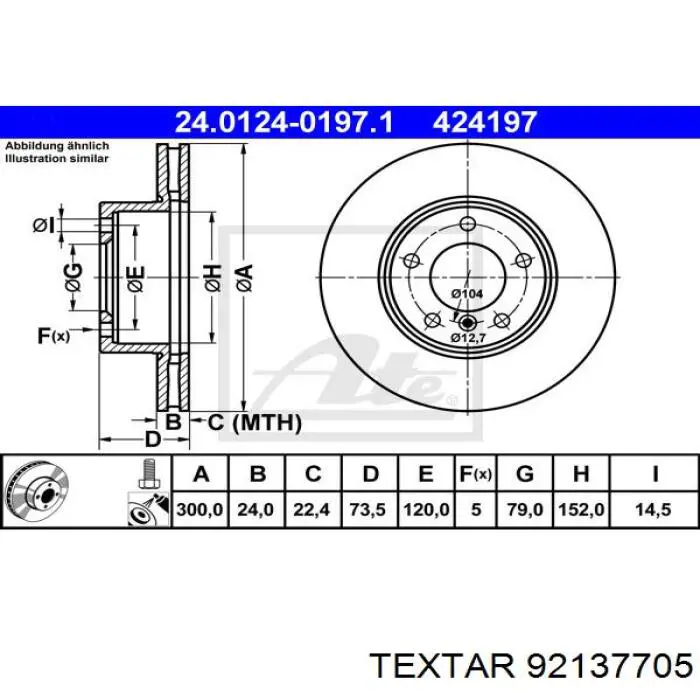 Гальмівні диски передні 92137705 Textar