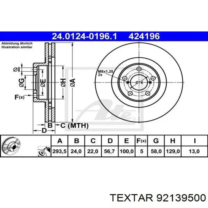 Купити 92139500 Textar Ротор гальмівний