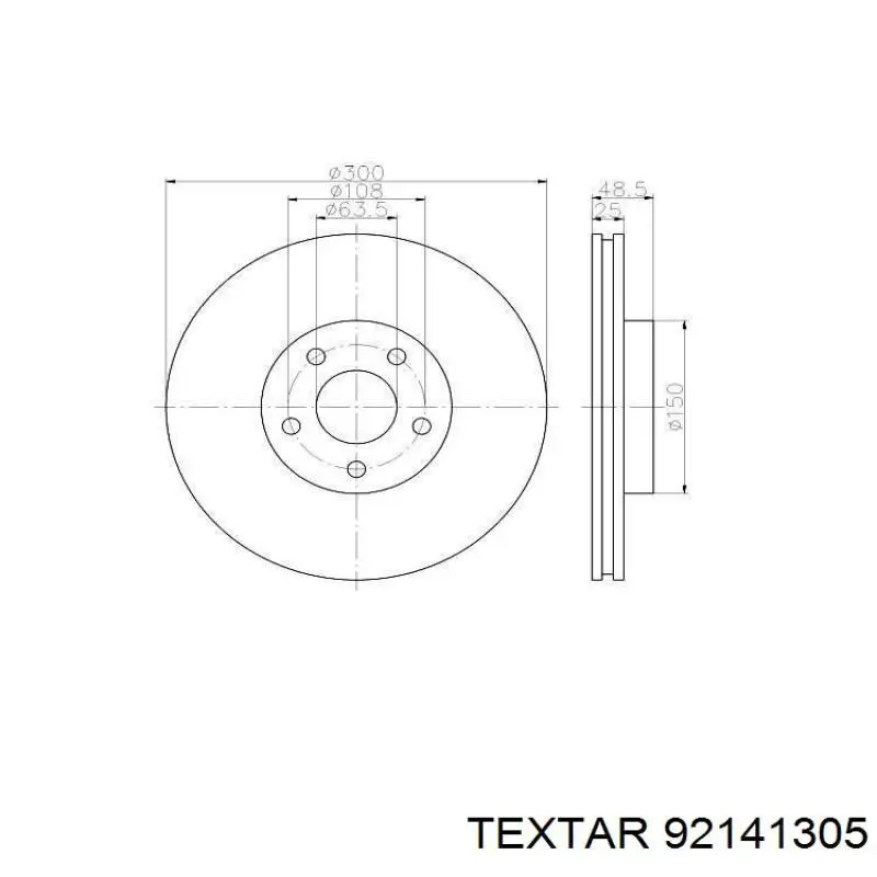 Диск гальмівний передній Textar 92141305