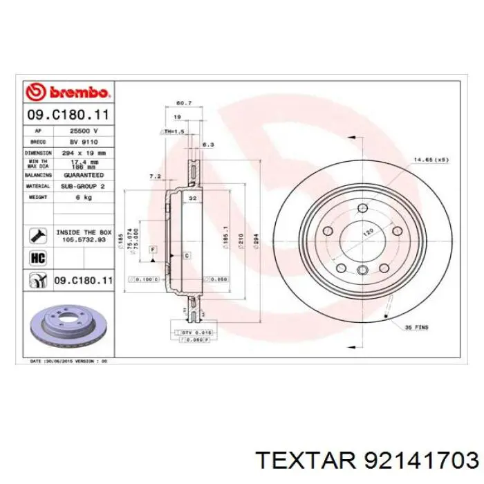 Задні дискові гальма Textar 92141703 ціна, від 63.51 USD