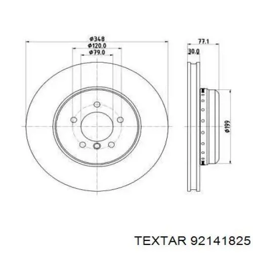 Диск гальмівний передній 92141825 Textar