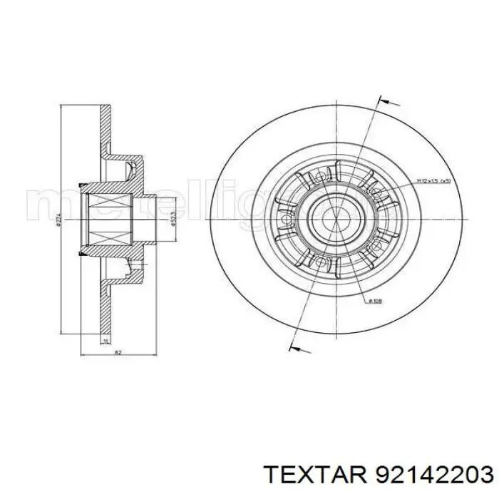 Купити 92142203 Textar Диск заднього гальма