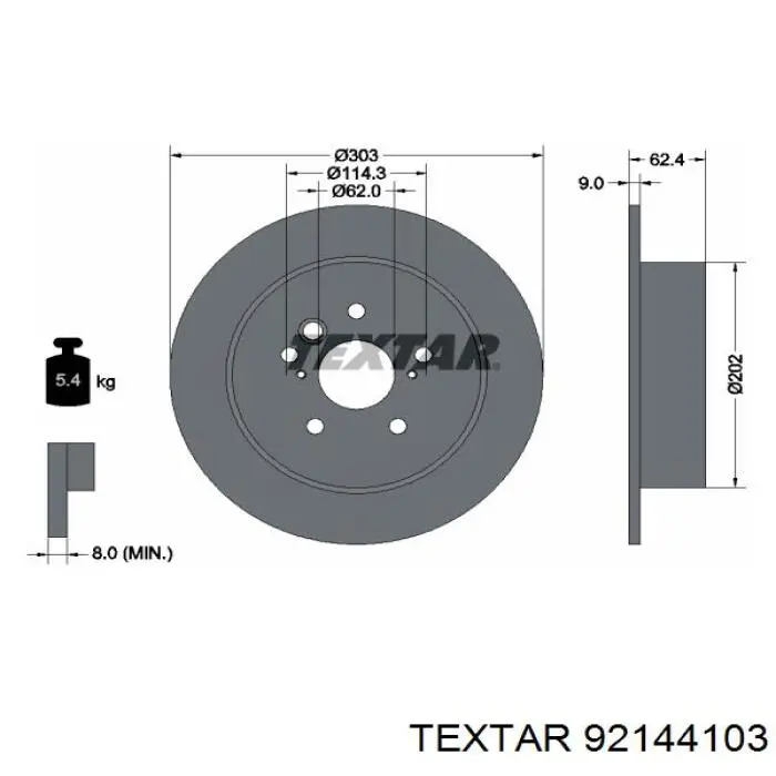 92144103 Textar диск гальмівний задній