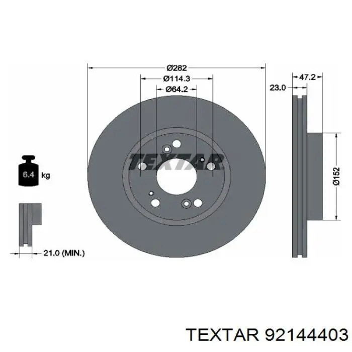 92144403 Textar диск гальмівний передній
