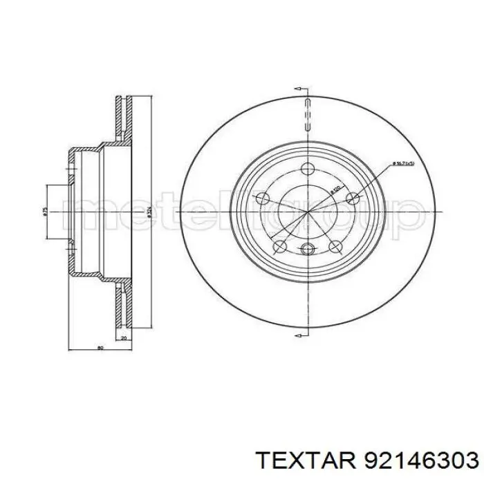 Купити 92146303 Textar Диск заднього гальма