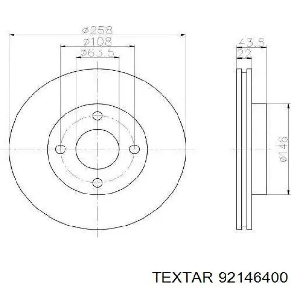 Диск переднього гальма Textar 92146400 ціна, від 64.57 USD