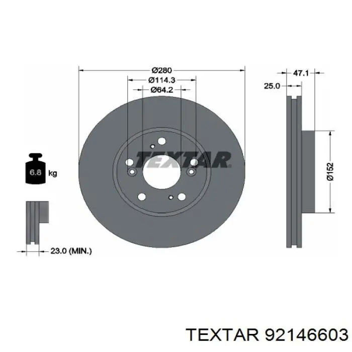 Диск гальмівний передній 92146603 Textar