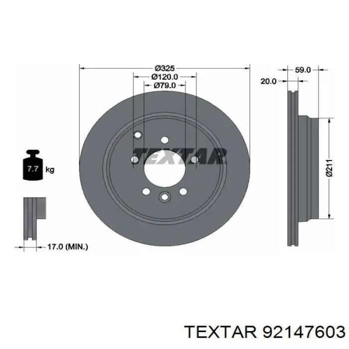 92147603 Textar диск гальмівний задній