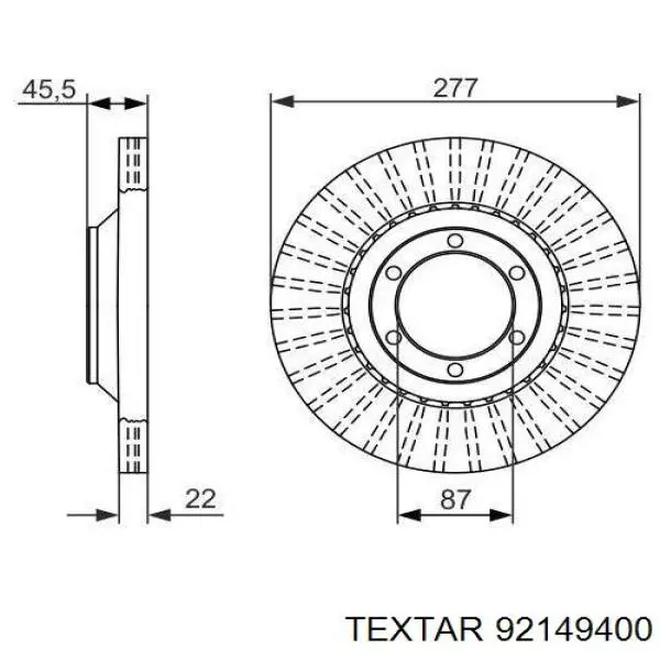 92149400 Textar диск гальмівний передній