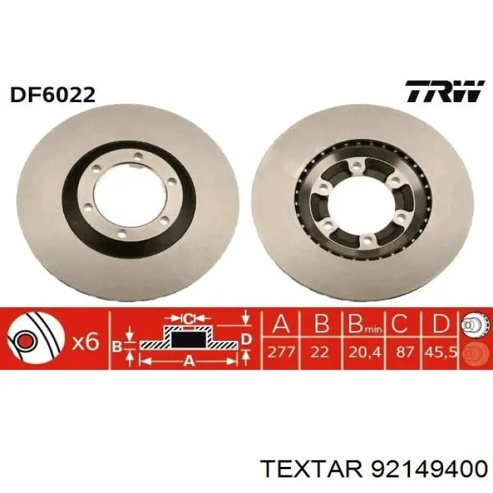 Диск переднього гальма Textar 92149400 ціна, від 40.44 USD