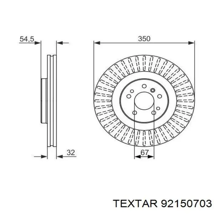 92150703 Textar диск гальмівний передній