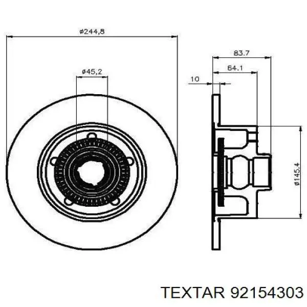 92154303 Textar диск гальмівний задній