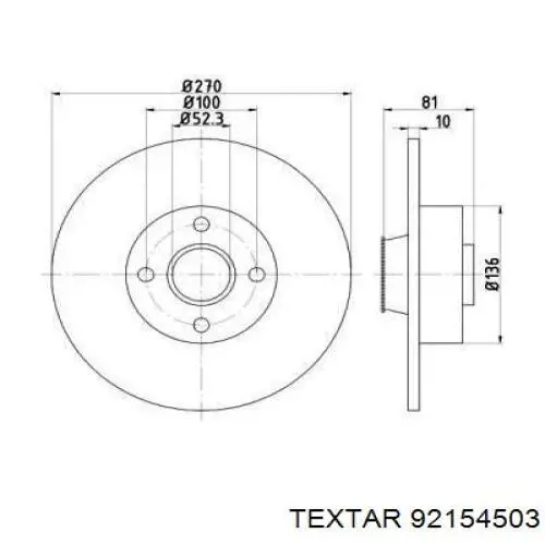 Диск гальмівний задній Textar 92154503