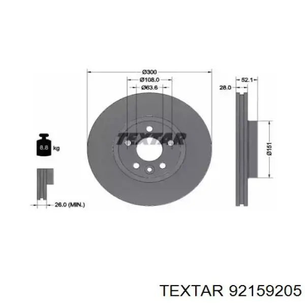 Купити 92159205 Textar Ротор гальмівний