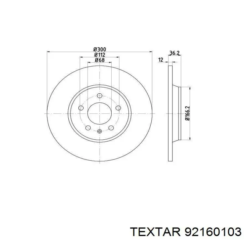 Купити 92160103 Textar Диск заднього гальма