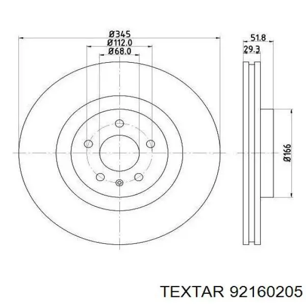 92160205 Textar Гальмо дискове переднє