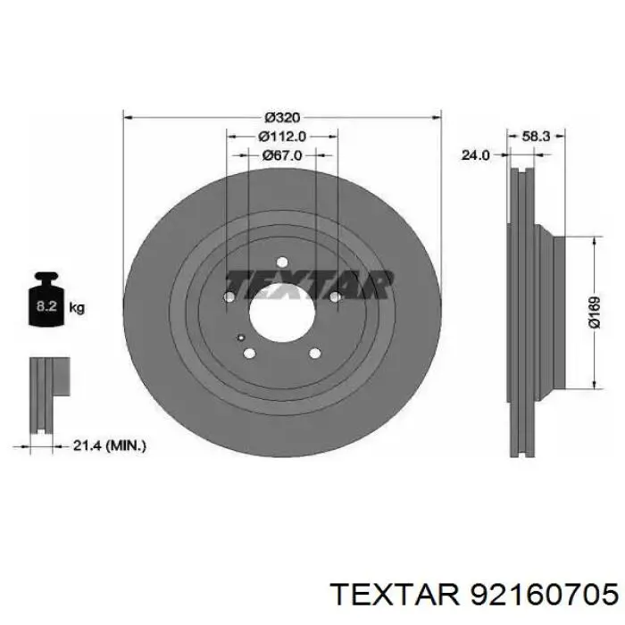 Задні дискові гальма Textar 92160705 ціна, від 55.52 USD