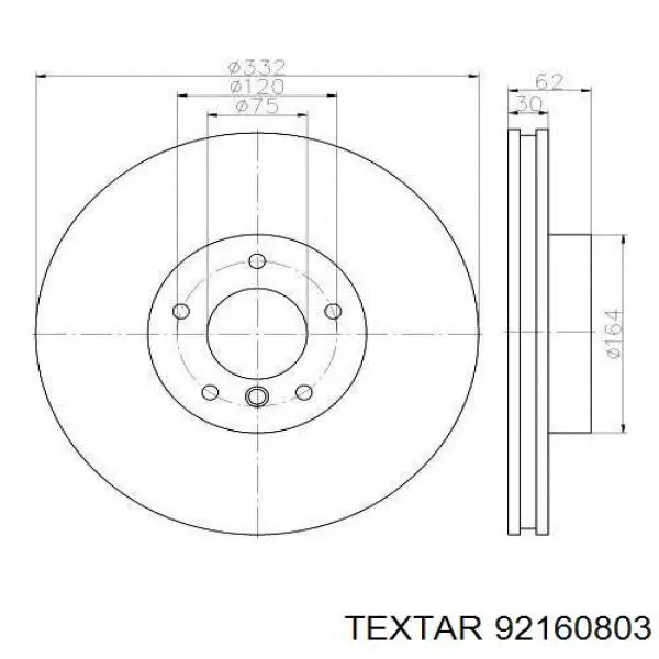 92160803 Textar диск гальмівний передній