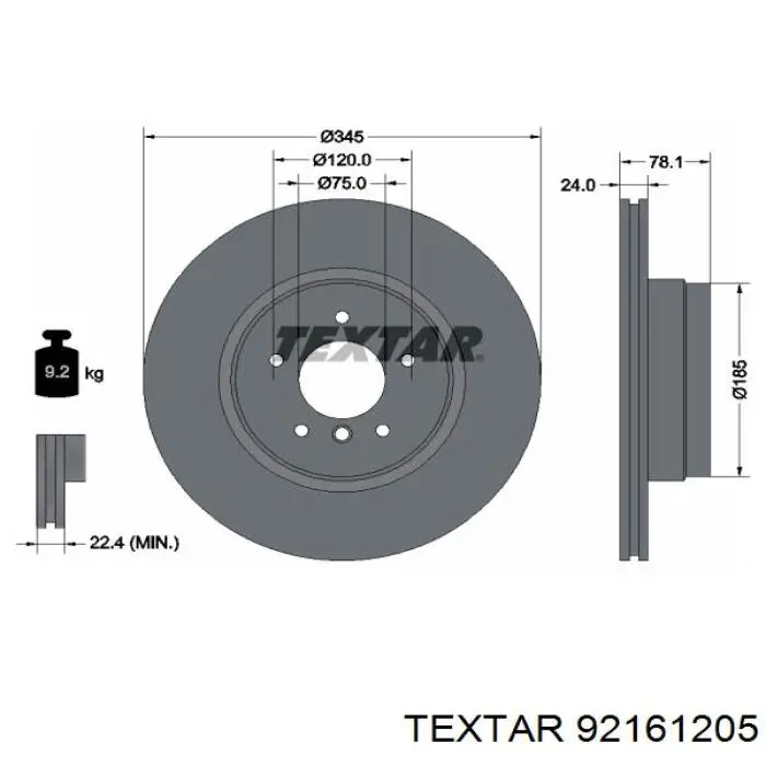 92161205 Textar Дискові гальма