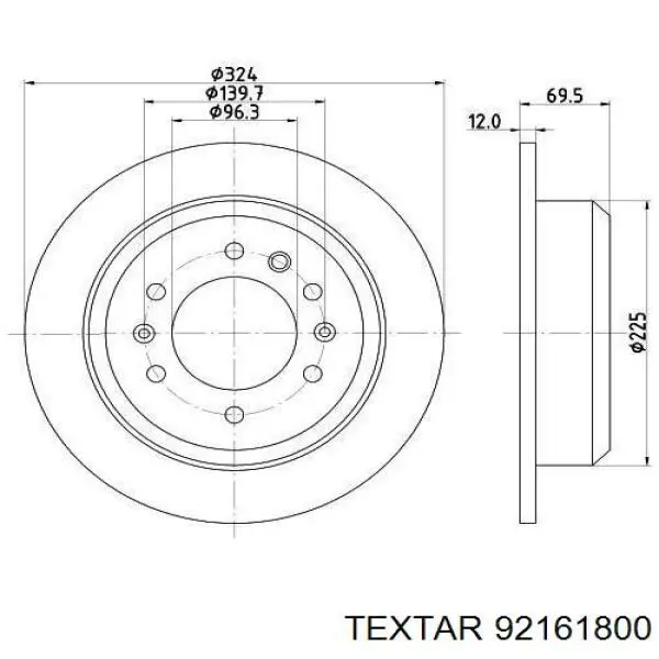 Диск гальмівний задній 92161800 Textar