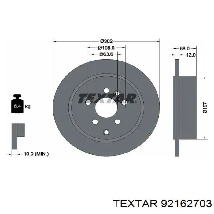 92162703 Textar диск гальмівний задній