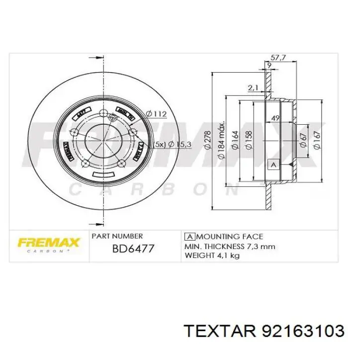 Задні дискові гальма Textar 92163103 ціна, від 36.70 USD