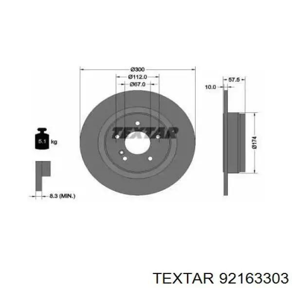 Задні дискові гальма Textar 92163303 ціна, від 40.50 USD