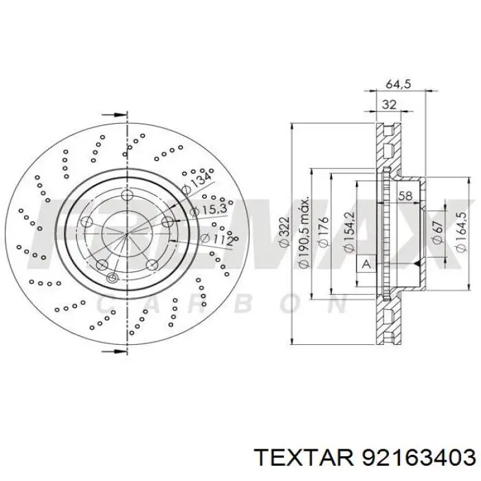Диск гальмівний передній Textar 92163403
