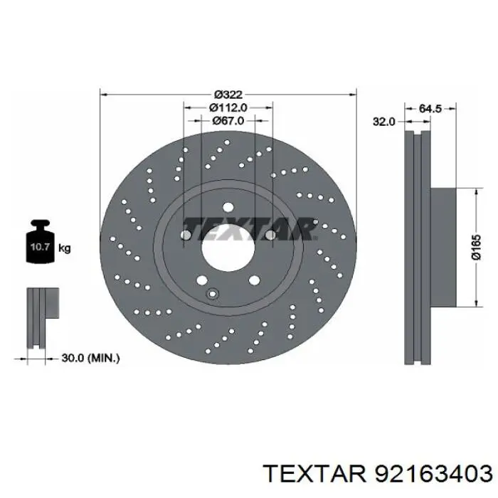 Гальмівні диски передні 92163403 Textar