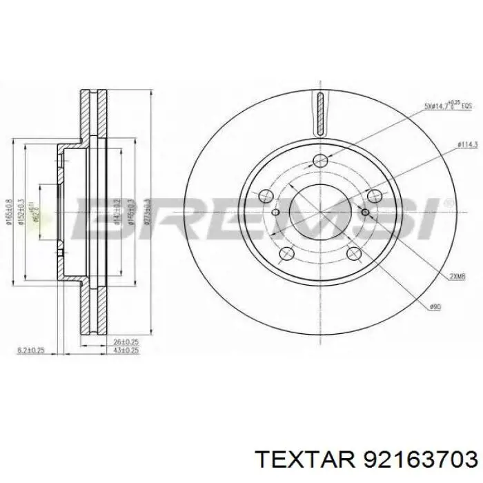 Диск переднього гальма Textar 92163703 ціна, від 39.24 USD