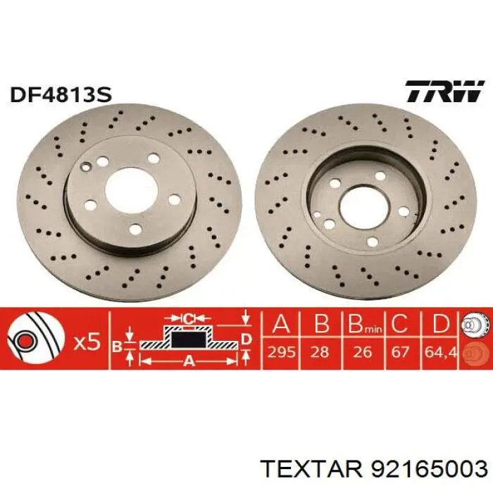 92165003 Textar Гальмо дискове переднє