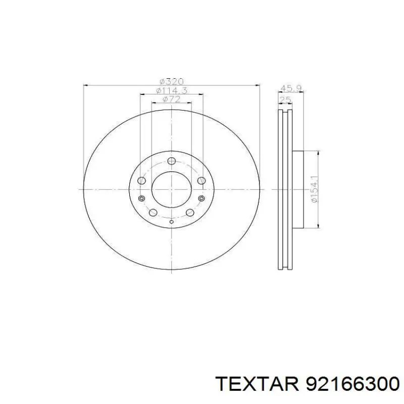 Диск переднього гальма Textar 92166300 ціна, від 63.01 USD