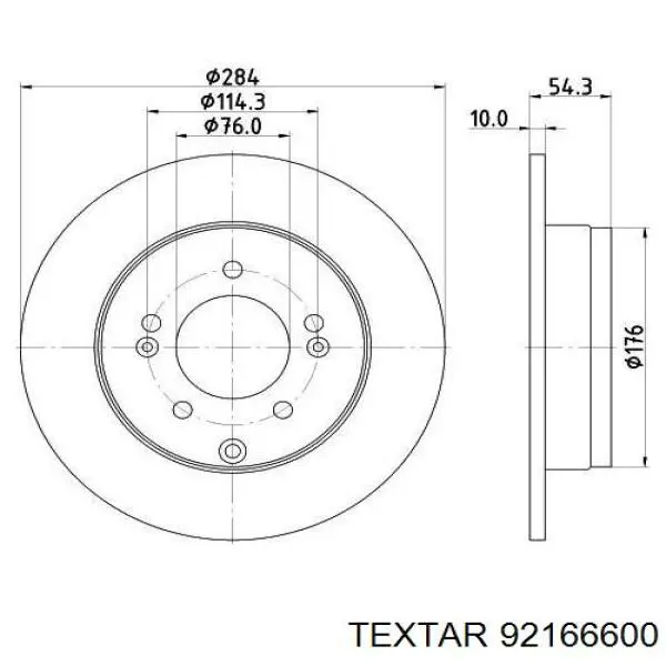 92166600 Textar диск гальмівний задній