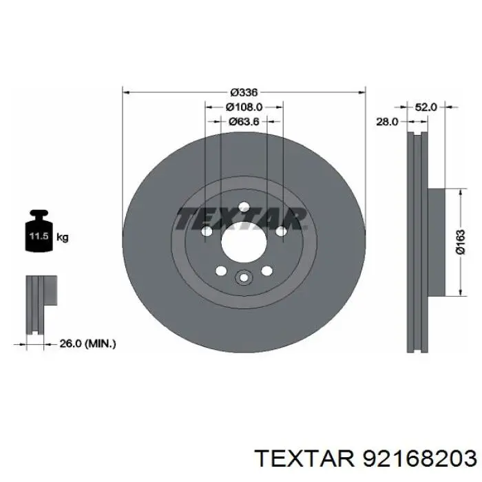 92168203 Textar Гальмо дискове переднє