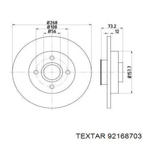 92168703 Textar диск гальмівний задній