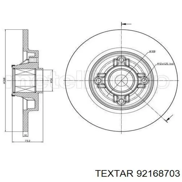 Купити 92168703 Textar Диск заднього гальма